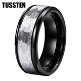Fabulous Black/Gold/Rose/Original Color 8MM Men Women Comfort Fit Hammer Ring Tungsten Wedding Band