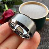Beveled Edges Matte Finish Gold/Black Tone 10mm Tungsten Carbide Rings for Men Women Fashion Engagement Wedding Band