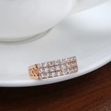 Classic Luxury Filled 14K Rose Gold Full Inlay AAA Zircon Diamonds Hollow Geometric Square Rings Jewelry Rings