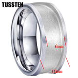 Classic Marvelous Groove Domed Polished 10mm Tungsten Blank Core with 6mm Comfort Fit Rings