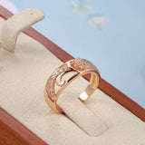 Dazzling Hollow Vintage Pattern AAA+ CZ Diamonds Filled 14K Rose Gold Rings for Women Daily Smooth Geometric Jewelry