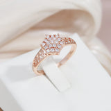 Luxury Hexagon Cut Rolled 14K Rose Gold AAA Zircon Diamonds Full Paved Rings For Women Bride Wedding Jewelry