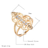 Trendy Boho Hollow Flower Filled 14K Rose Gold AAA Zircon Crystals Fine Rings for Women Bride Wedding Jewelry