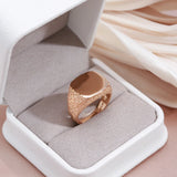 Hot Fashion Big Glossy Simple Square Design Exquisite Relief 14K Filled Rose Gold Men's Rings Fine Jewelry Gift