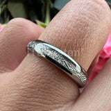 Bright Meteorite Inlay 4mm Popular Women Engagement Wedding Band Tungsten Carbide Comfort Fit Ring