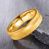 Customized Inlay, 1.5mm Offset Groove Pipe Cut Matte 6MM Gold/Silver Tone Tungsten Blank Core Comfort Fit Rings