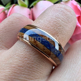 Blue Lapis Whisky Wood Inlay 4 Colors 8mm New Tungsten Carbide Ring for Men and Women Engagement Wedding Band