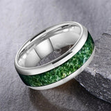 Green Moss Agate Inlay 6/8MM Dome Edges Tungsten Carbide Rings Mens Womens Fashion Engagement Wedding Bands