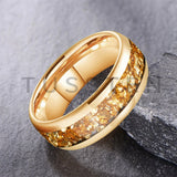 Outstanding Inlaid Gold colored crystal stone 4/6/8MM Men's and Women's Comfortable Fit Wedding Tungsten Ring