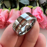 Popular Real Wood Inlay 8mm Men and Women Classic Tungsten Carbide Ring Comfort Fit Wedding Band