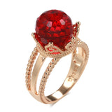 New Unusual Emerald Ball Cut 14K Filled Rose Gold AAA Zircon Crystal Crown Ring for Women Elegant Party Fine Jewelry