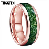 Green Moss Agate Inlay 6/8MM Dome Edges Tungsten Carbide Rings Mens Womens Fashion Engagement Wedding Bands