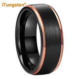 Terrific Stepped Brushed Finish 8mm Tungsten Comfort Fit Wedding Rings For Women Men - Classic Jewelry