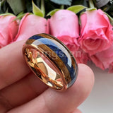 Blue Lapis Whisky Wood Inlay 4 Colors 8mm New Tungsten Carbide Ring for Men and Women Engagement Wedding Band