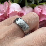 Marvelous Domed Stepped Edges 6mm 8mm Tungsten Hammer Comfort Fit Engagement Wedding Band Men, Women Trendy Jewelry