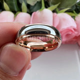 High Polished 6mm 8mm Tungsten Marriage Two Tone Comfort Fit Wedding Bands For Men, Women - Trendy Fashion Jewelry