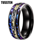 Orion Nebula Opal Meteorite Gold Foil Inlay 8MM Tungsten Rings For Men and Women - Engagement Wedding Promise Bands