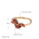 Luxury Orange Red AAA Zircon Crystals 14K Filled Rose Gold Rings For Women Bride Jewelry Party Gift