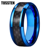 Excellent Shiny Bevel Edges 8MM Black Carbon Fiber Ring Classic Tungsten Comfort Fit Wedding Band For Men Women