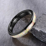 High Quality Pink Color Opal 4MM Nice Women Tungsten Comfort Fit Engagement Wedding Band - Trendy Jewelry
