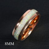 Rose Gold/Silver Color White Created-Opal Tungsten Carbide Wedding Rings For Women Men, Engagement Wedding Gifts