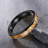 Outstanding Inlaid Gold colored crystal stone 4/6/8MM Men's and Women's Comfortable Fit Wedding Tungsten Ring