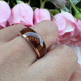 Dark Wood Inlay Domed Polished 8mm 6mm 4mm Men Women Tungsten  Comfort Fit Wedding Band Fashion Jewelry Ring