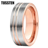Beautiful 2 Grooves Finish Great Workmanship 8MM Men Women Flat Comfort Fit Wedding Band Tungsten Finger Rings