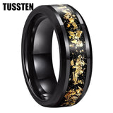 Awesome Gold Foil Inlaid 6/8MM Tungsten Men's and Women's Comfortable Fit Wedding Rings