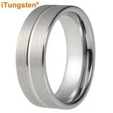 New 6/8mm Tungsten Carbide Ring Men and Women Comfort Fit Wedding Band With Center Line Brushed Finish