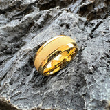 Superb 6/8mm Sandblasted Gold Tungsten Comfortable Fit Ring for Men and Women Fashion Engagement Wedding Band
