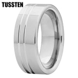 Beautiful 2 Grooves Finish Great Workmanship 8MM Men Women Flat Comfort Fit Wedding Band Tungsten Finger Rings