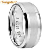 Popular Beveled Center Brushed and Polished 10mm Large Ring Men's Tungsten Engagement Comfortable Fit Ring