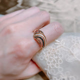Luxury Marvelous Filled 14K Rose Gold Hollow Black White AAA+ Zircon Diamonds Ring - Ethnic Wedding Fine Jewelry