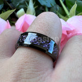 Awesome Blue Carbon Fiber Inlay Dragon 8mm Beveled Edges Ring for Men and Women Tungsten Comfort Fit Wedding Band