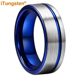 Offset Groove Brush Finish Excellent Quality 8mm Black Tungsten Comfort Fit Wedding Band for Men and Women