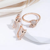 Amazing 14K Rolled Rose Gold Cute AAA+ Zircon Diamonds Full Paved Fox Rings For Women Party Fashion Gifts