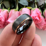 Terrific Stepped Brushed Finish 8mm Tungsten Comfort Fit Wedding Rings For Women Men - Classic Jewelry