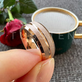 Sandblasted Finish 14K Gold Plated  6/8MM Tungsten Comfort Fit Ring for Men Women - Fashion Engagement Wedding Band