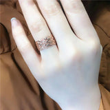 New Filled 14K Rose Gold Wide Shiny Hollow Out Rings for Women Personality and Charm - New Engagement Jewelry