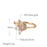 Elegant Vintage Texture Flower Filled 14K Rose Gold AAA Zircon Diamonds Fashion Women's Rings - Fashion Fine Jewelry