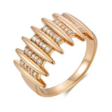 Geometric Rolled 14K Rose Gold AAA Zircon Diamonds Setting Modern Creative Design Fashion Jewelry Ring For Women