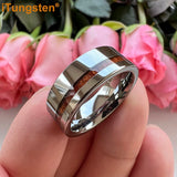 Popular Real Wood Inlay 8mm Men and Women Classic Tungsten Carbide Ring Comfort Fit Wedding Band