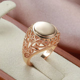 New Arrival Classic Supe Glossy Round Ring For Women in Filled 14K Rose Gold Retro Ethnic Jewelry