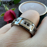 New Arrivals Black CZ Inlay 8MM Tungsten Steel Combination Cool Men's Promise Wedding Bands Rings