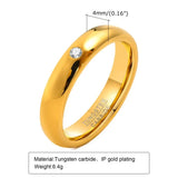 18k Gold Plated 4mm Zirconia Tungsten Rings For Women Men Wedding Bands Engagement Couple Rings Anniversary Jewelry