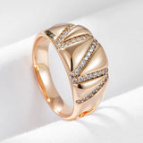 Trendy Luxury 14K Rolled Rose Gold Geometric line AAA+ Zircon Diamonds Rings For Women High Quality Fine Jewelry