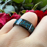 Trendy Galaxy Series Opal Inlay Polished Shiny 6mm 8mm Black Men Women Tungsten Engagement Wedding Band
