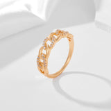 New Arrival Sparkling Rolled 14K Rose Gold AAA+ Zirconia Diamonds Chain Ring For Women - Party Wedding Jewelry