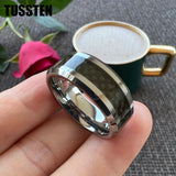 Excellent Shiny Bevel Edges 8MM Black Carbon Fiber Ring Classic Tungsten Comfort Fit Wedding Band For Men Women